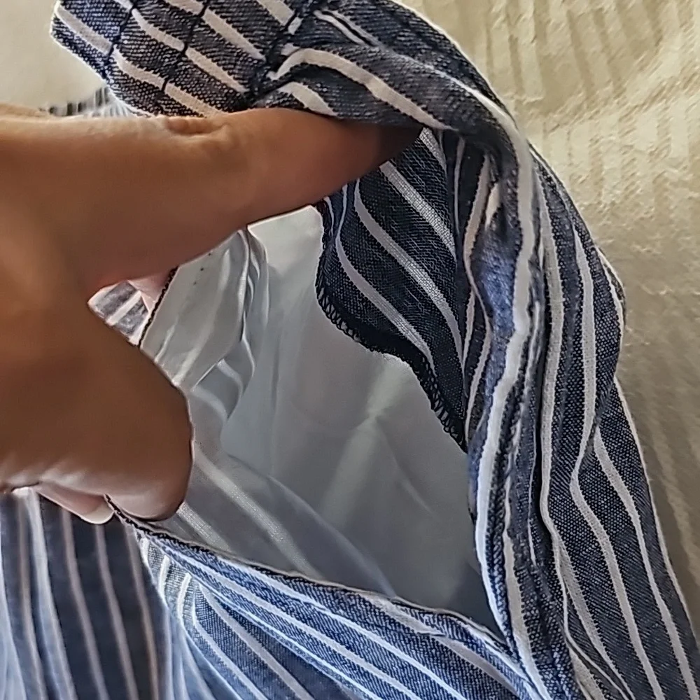 BeachLunchLounge Cropped Linen Striped Pants Size XXL - Picture 8 of 15